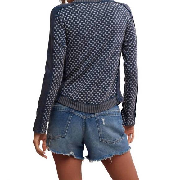 NEW FREE PEOPLE instant classic tee in indigo combo - Picture 2 of 3